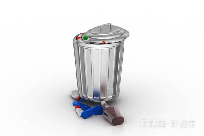 带垃圾的垃圾箱